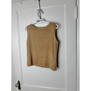 Vintage Joseph A Metallic Gold Silk Sleeveless Sweater Women's Size XL